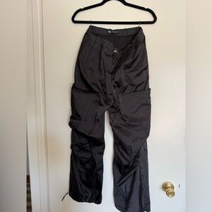 Zara Black Cargo Parachute Pants